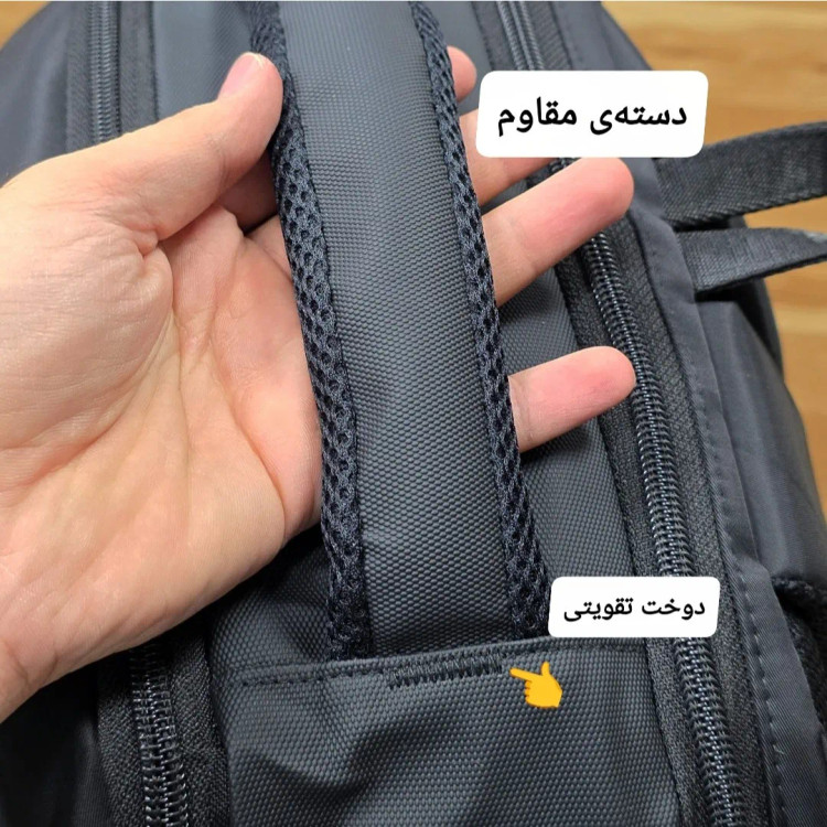 کوله پشتی لپتاپی قفل دار مناسب روزمره اداری دانشجویی دبیرستانی ارتفاع 44 سانتی متر