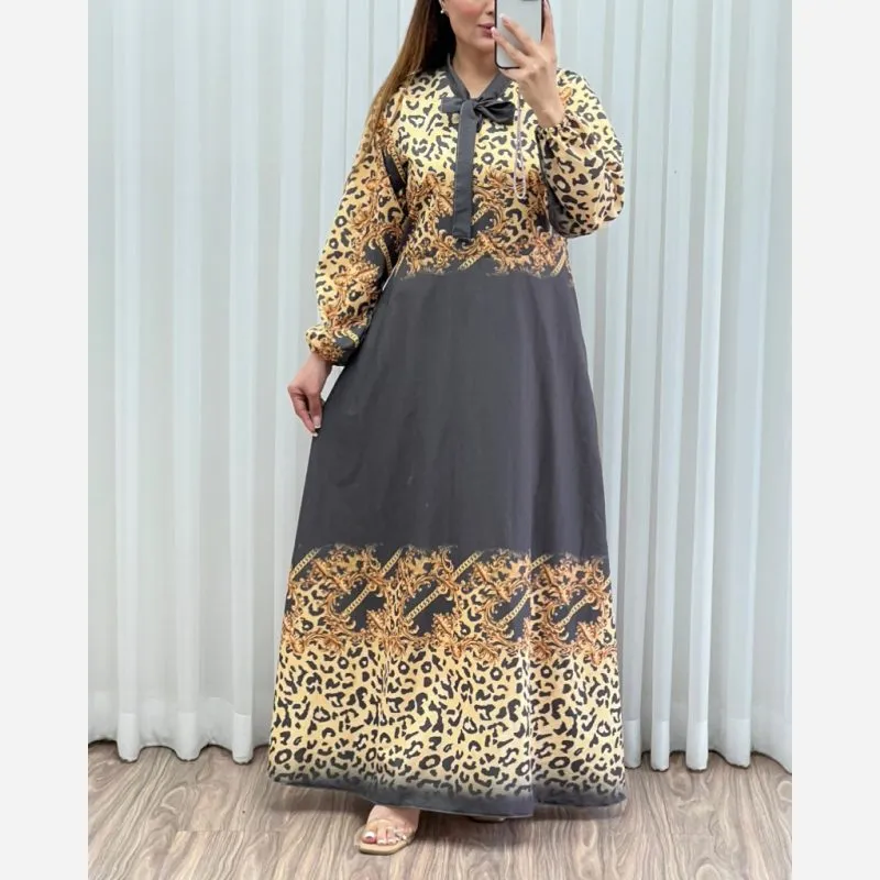 ساحلی کلوش حاشیه پلنگی جنس کرپ بوگاتی فری سایز