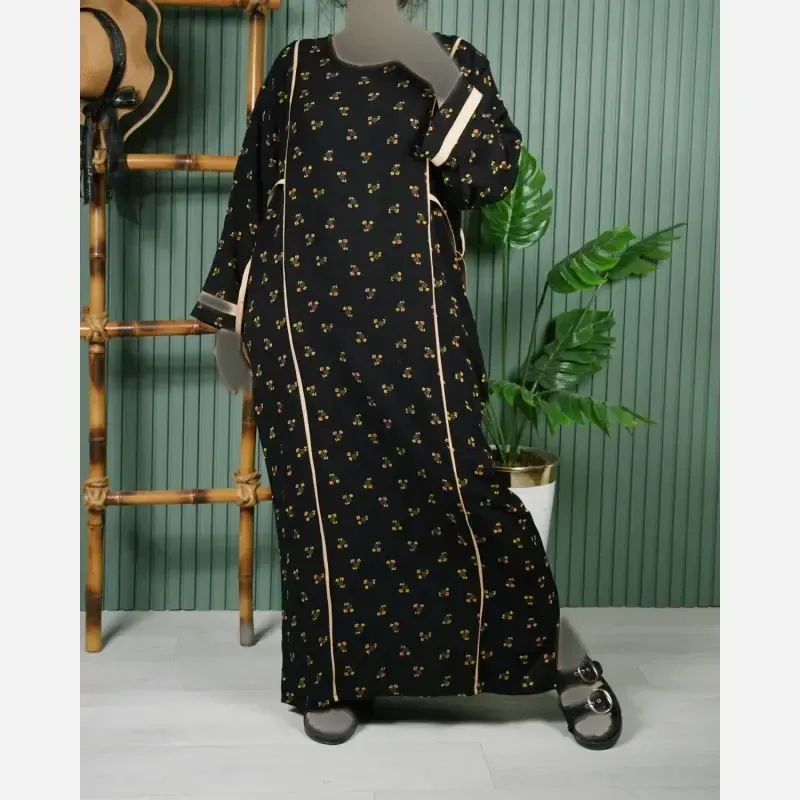 پیراهن نخی یال گل ململ U7585