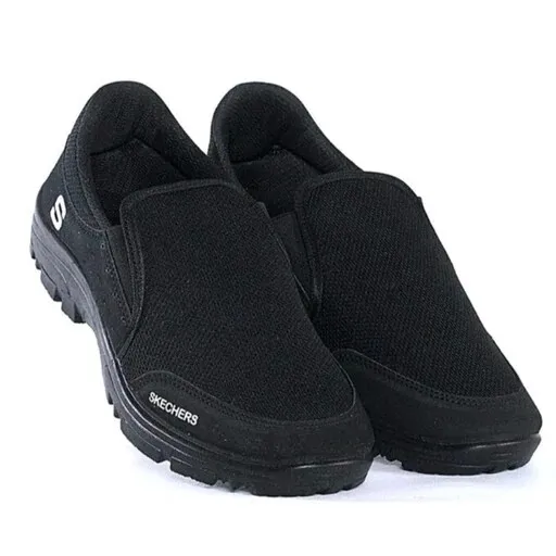 ست هدیه کیف و کفش اسپرت زنانه و مردانه شامل کتانی اسکیچرز، کیف دوشی و کیف پول سه لت قفلدار