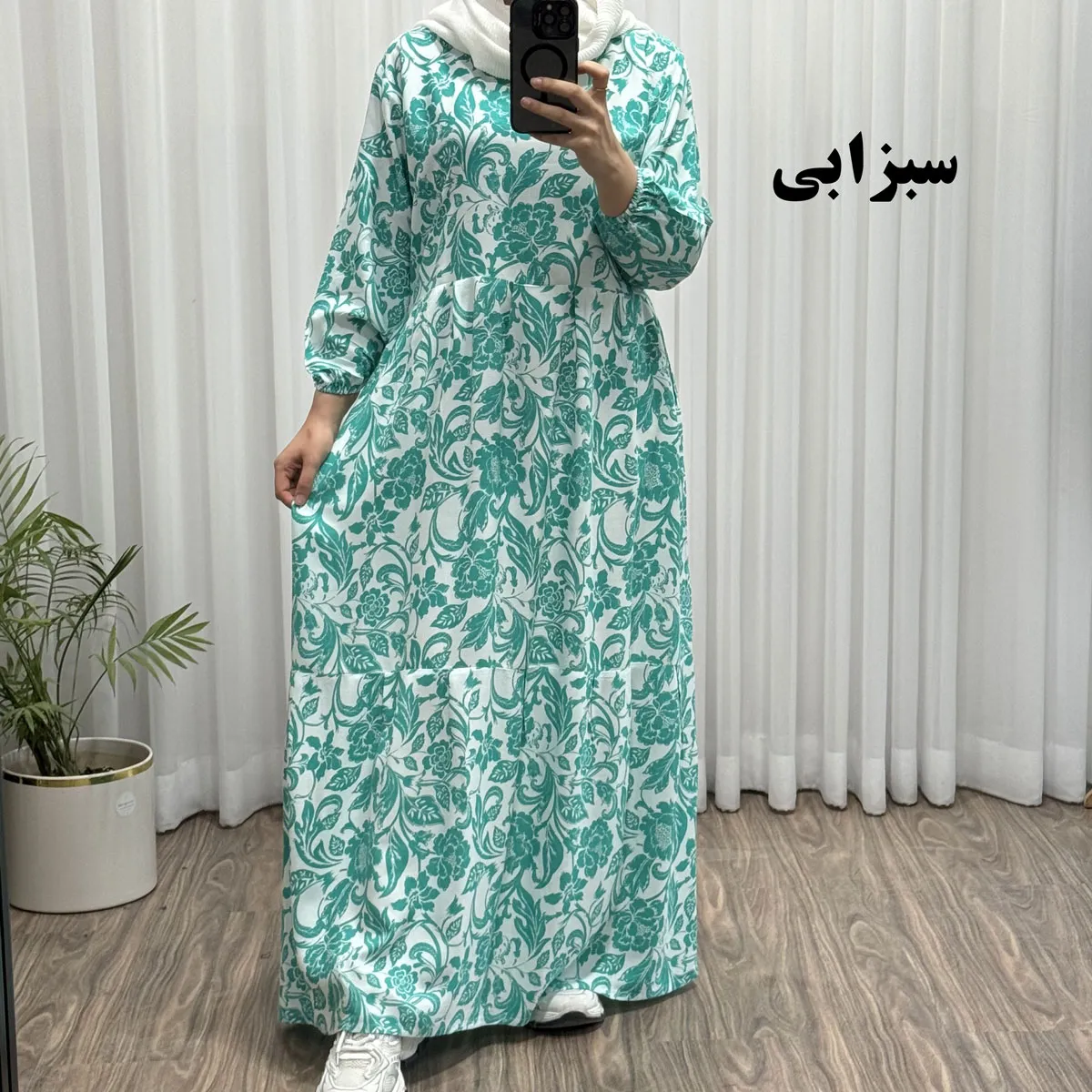 پیراهن نخی زنانه فری سایز تا 50 چهارفصل شیک و راحت بنددار سایه نمیندازد