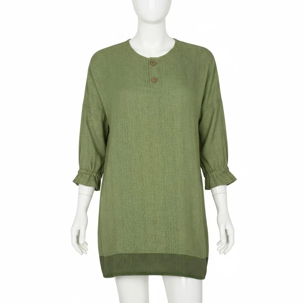 شومیز بافت کوک دوزی شده زنانه طرح ساده رنگ سبز سدری جنس مراکشی سایز لارج و ایکس لارج