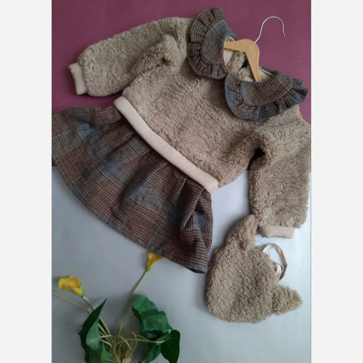 سارافون گرم تدی پشمی دخترانه پاییزه