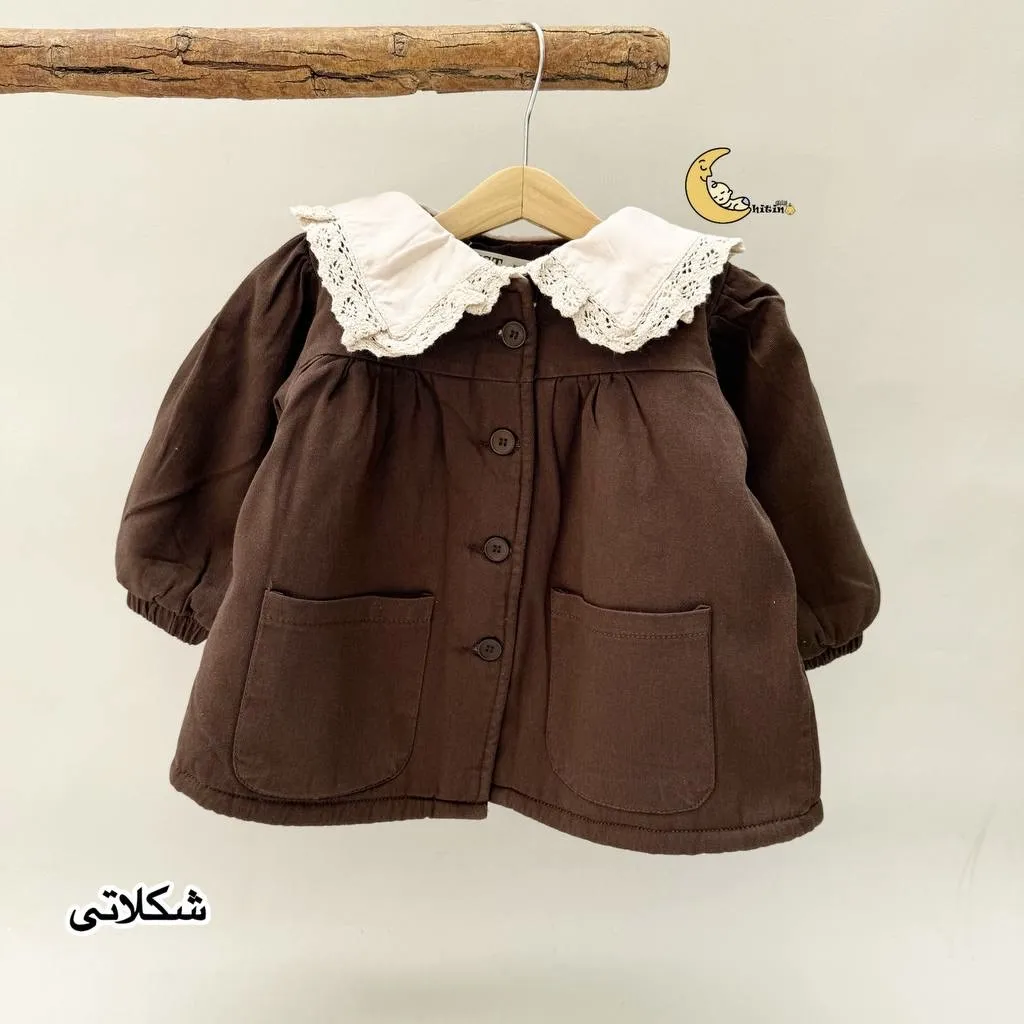 پالتو کتان دخترانه آستر خز پاییزه و زمستانه